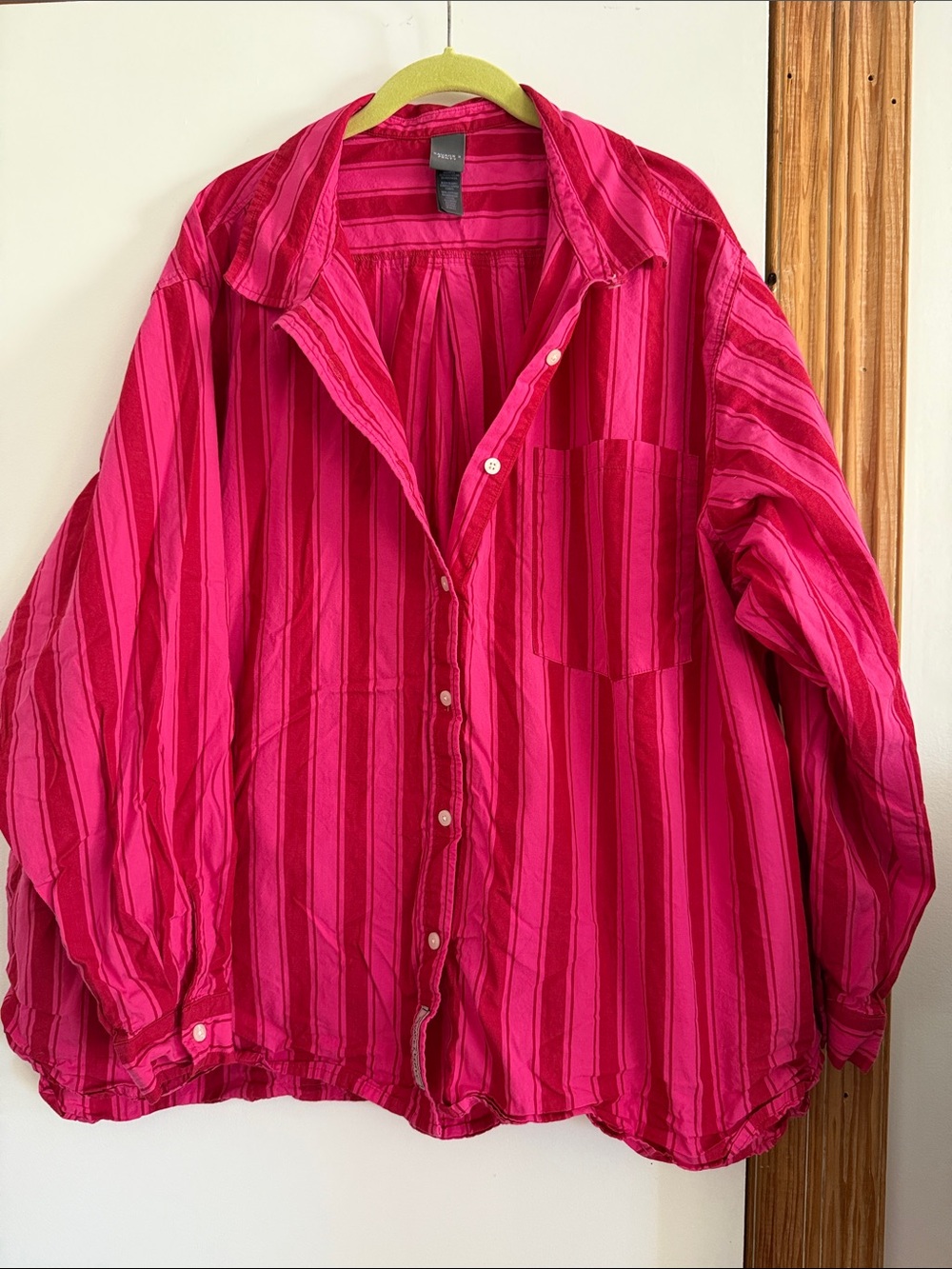 Savage X Fenty TWO PIECE SET!!!Hot Pink Striped Button-Down Shirt and bottom